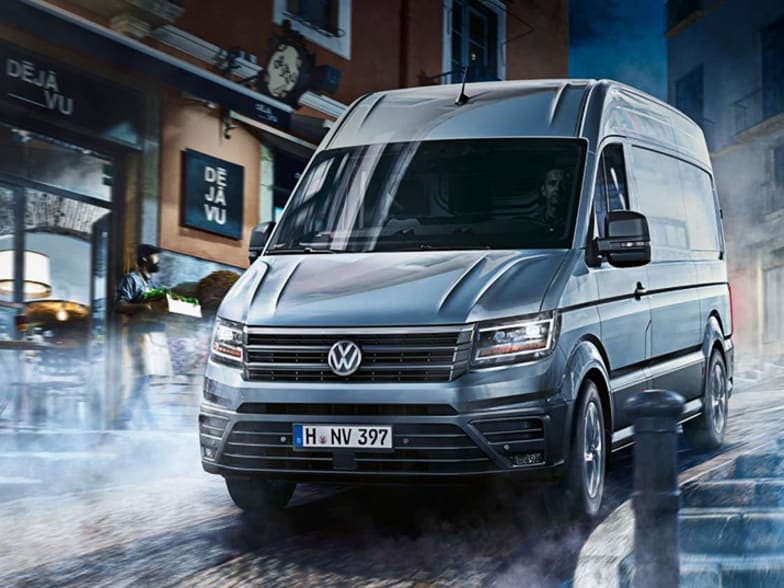 Volkswagen Crafter commercial van on a city street