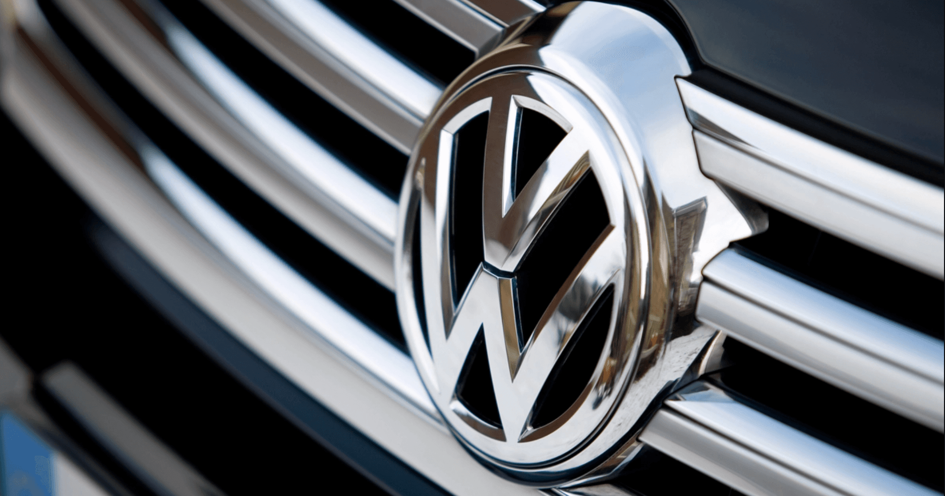 Close-up of a Volkswagen badge
